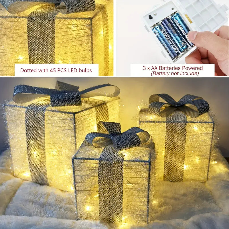 LumiGlow Christmas Lighted Gift Box Set