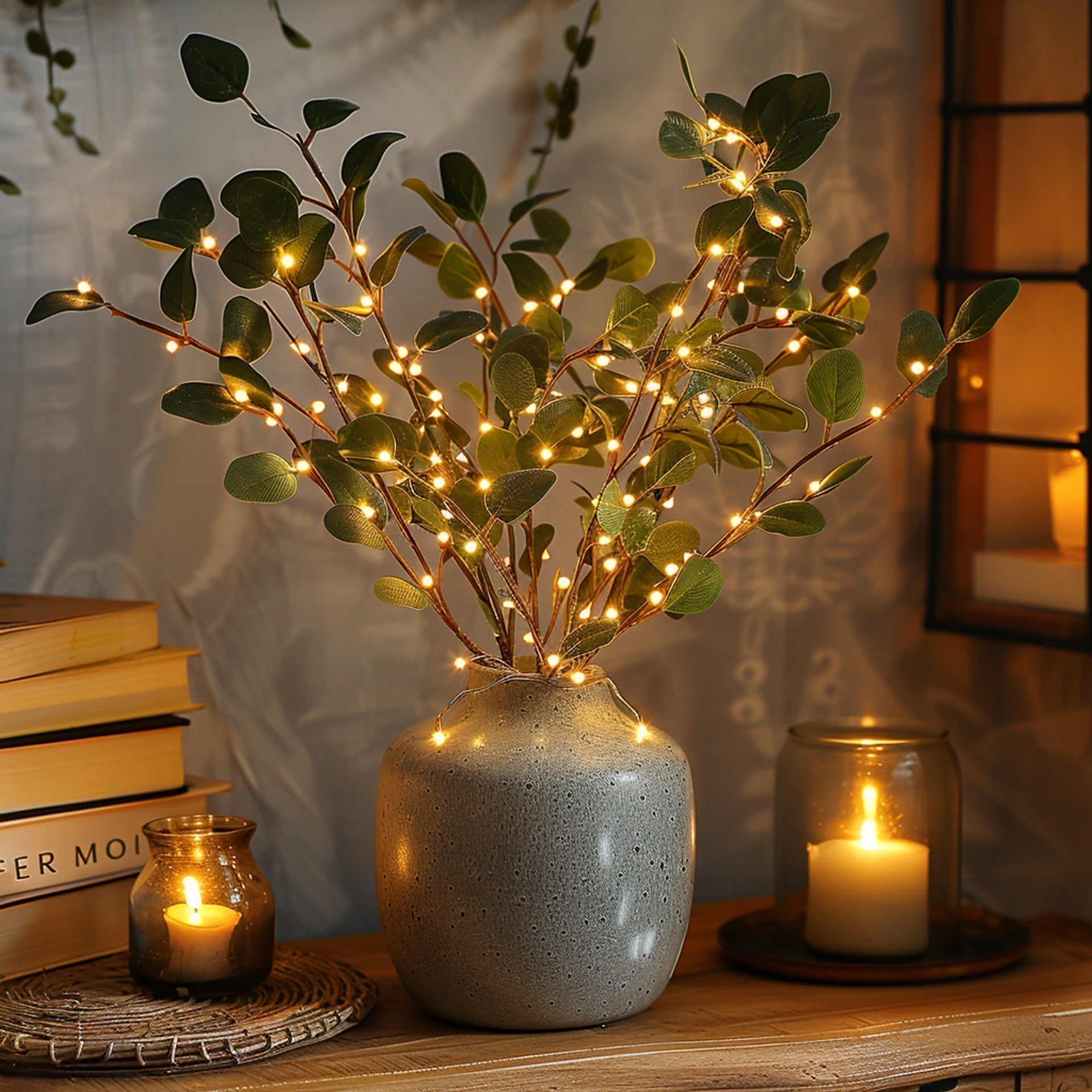 LumiFlor - LED Flower String Lights with Realistic Leaves and Battery-Powered Light