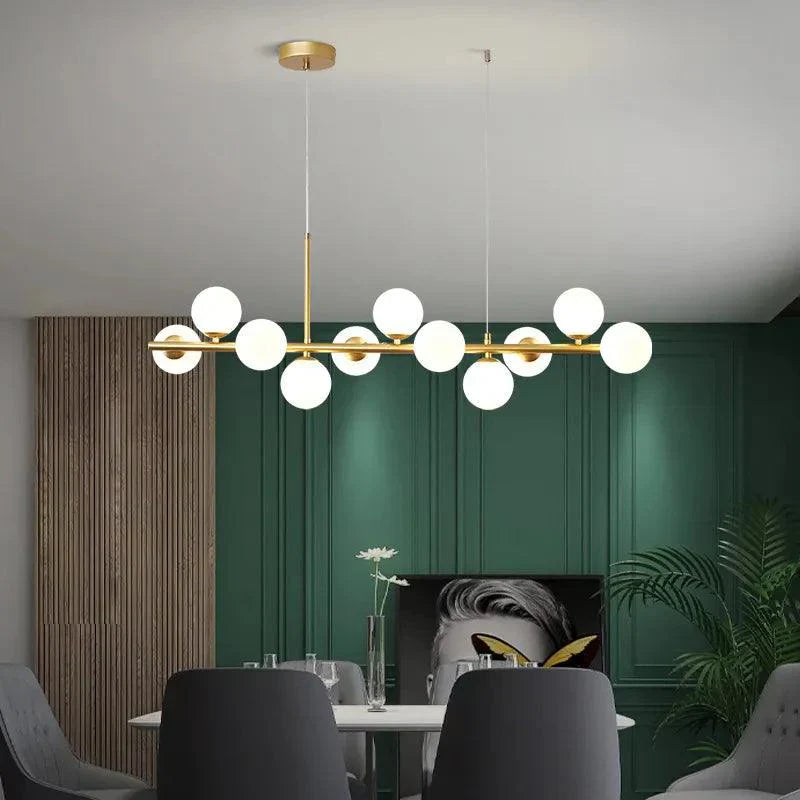 LumiSphere Modern Linear Chandelier | Elegant Glass Orb Pendant Lighting