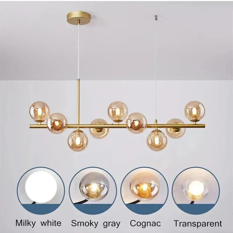 LumiSphere Modern Linear Chandelier | Elegant Glass Orb Pendant Lighting