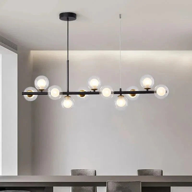 LumiSphere Modern Linear Chandelier | Elegant Glass Orb Pendant Lighting