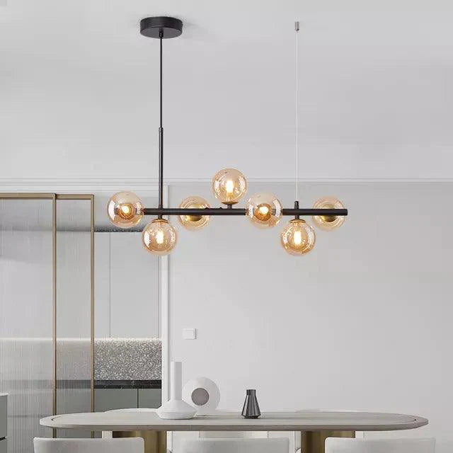 LumiSphere Modern Linear Chandelier | Elegant Glass Orb Pendant Lighting