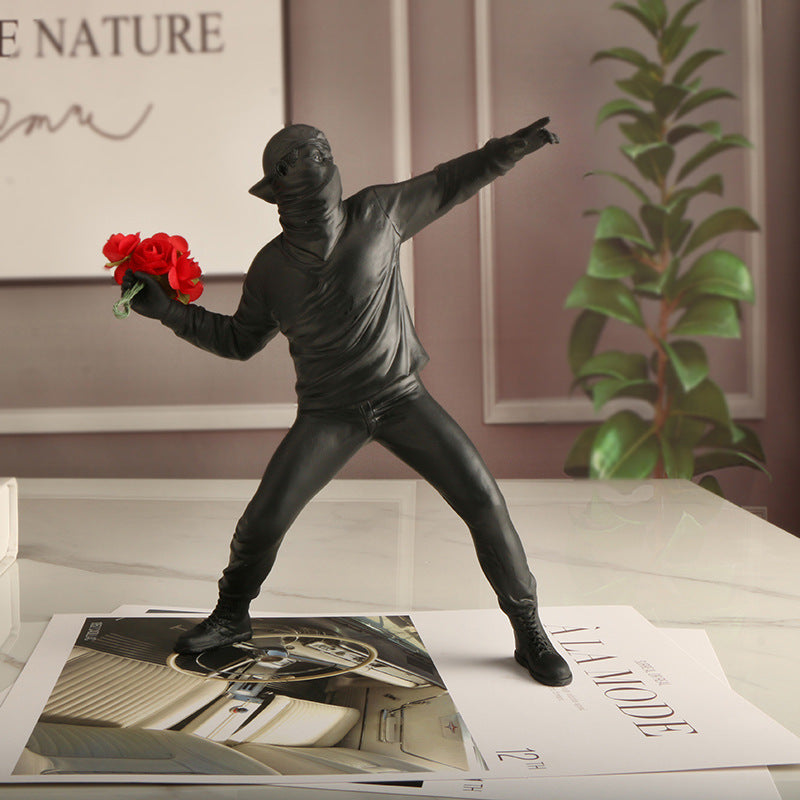 RebelBloom - Artistic Figurine of a Flower Thrower