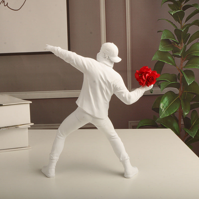 RebelBloom - Artistic Figurine of a Flower Thrower