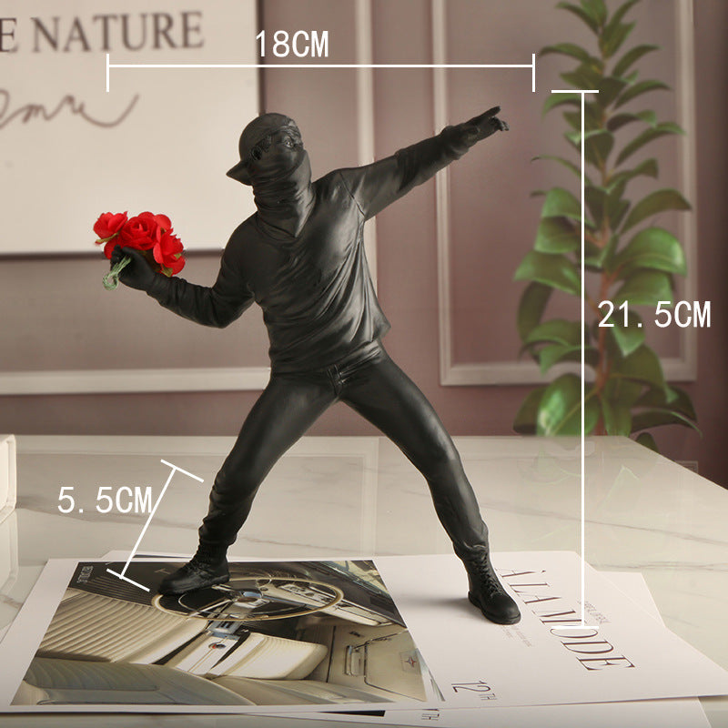 RebelBloom - Artistic Figurine of a Flower Thrower