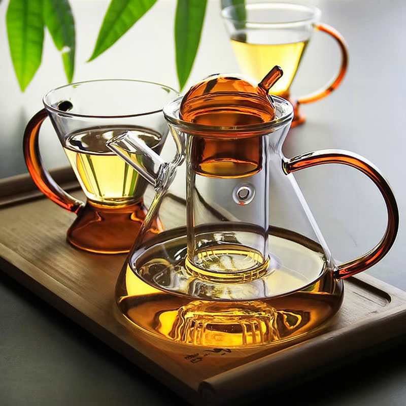 GoldenBrew - Heat-Resistant Glass Teapot Set for Perfect Infusions