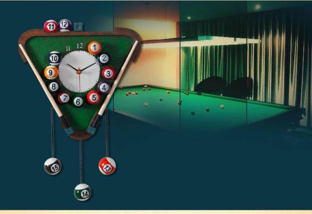 CueTime - Fun and Quirky Billiards Triangle Wall Clock