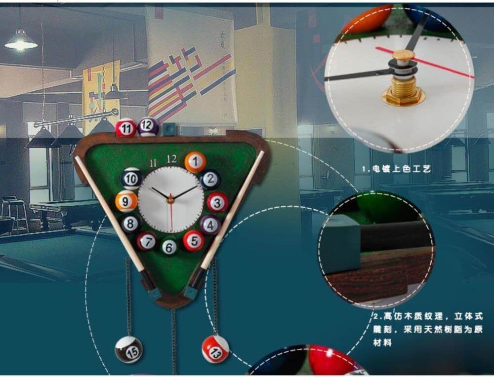 CueTime - Fun and Quirky Billiards Triangle Wall Clock