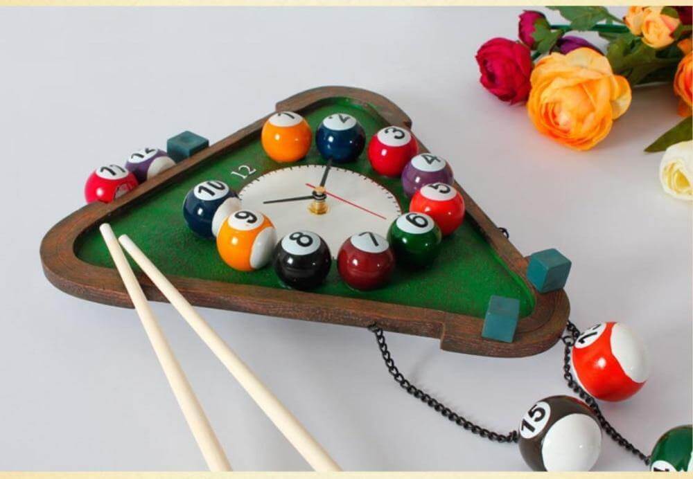 CueTime - Fun and Quirky Billiards Triangle Wall Clock