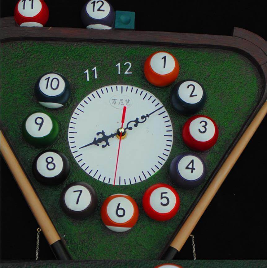 CueTime - Fun and Quirky Billiards Triangle Wall Clock