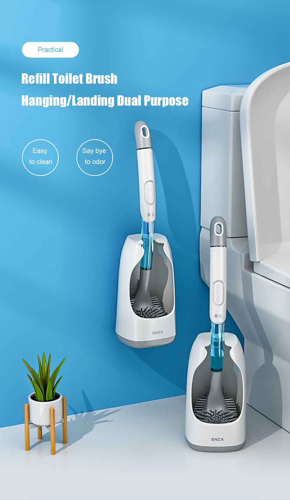 CleanEase - Self-Cleaning Dispenser Toilet Brush