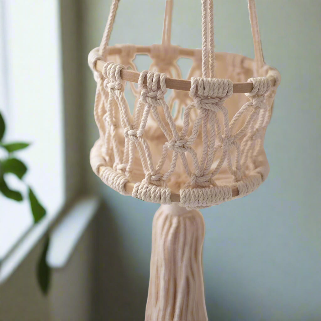 LunaWeave- Hanging Macrame Basket Set with Tassel Detail