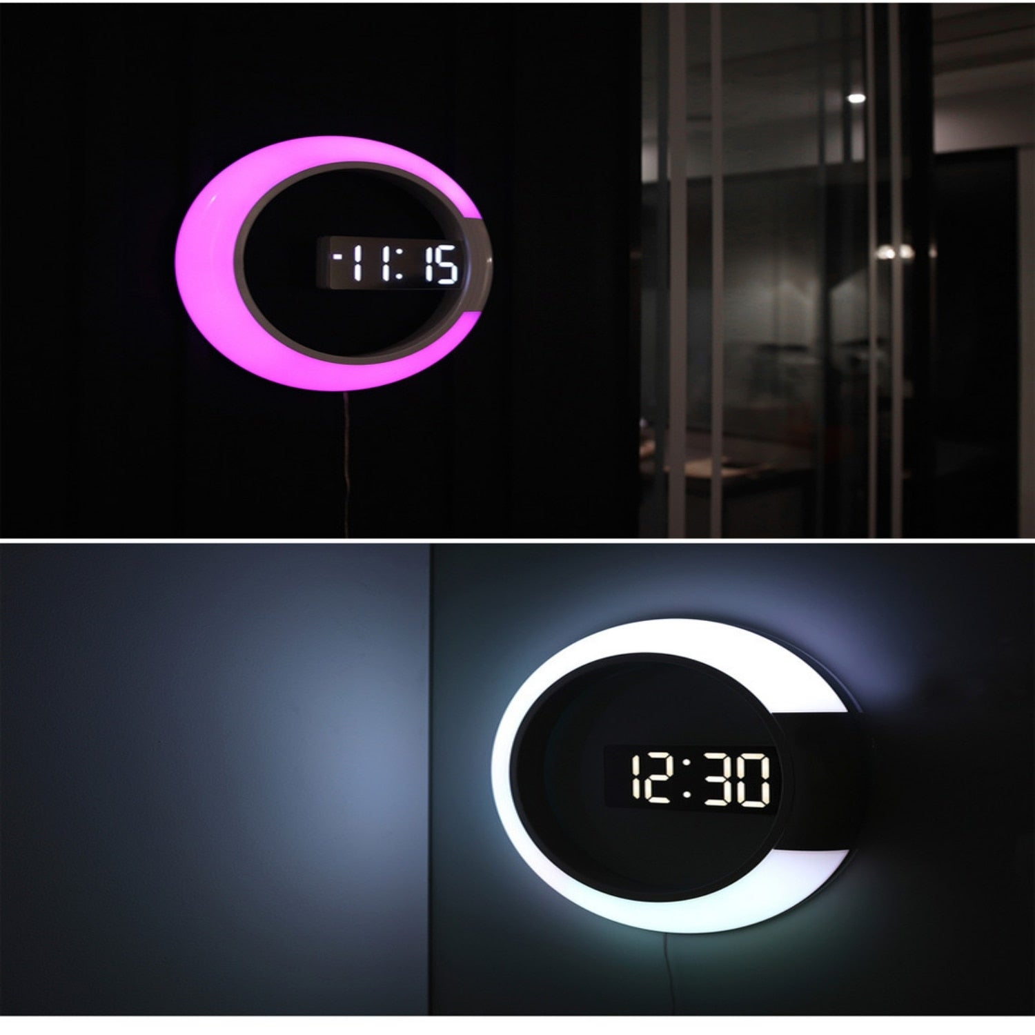 HaloTime - Circular LED Digital Clock with Ambient Glow