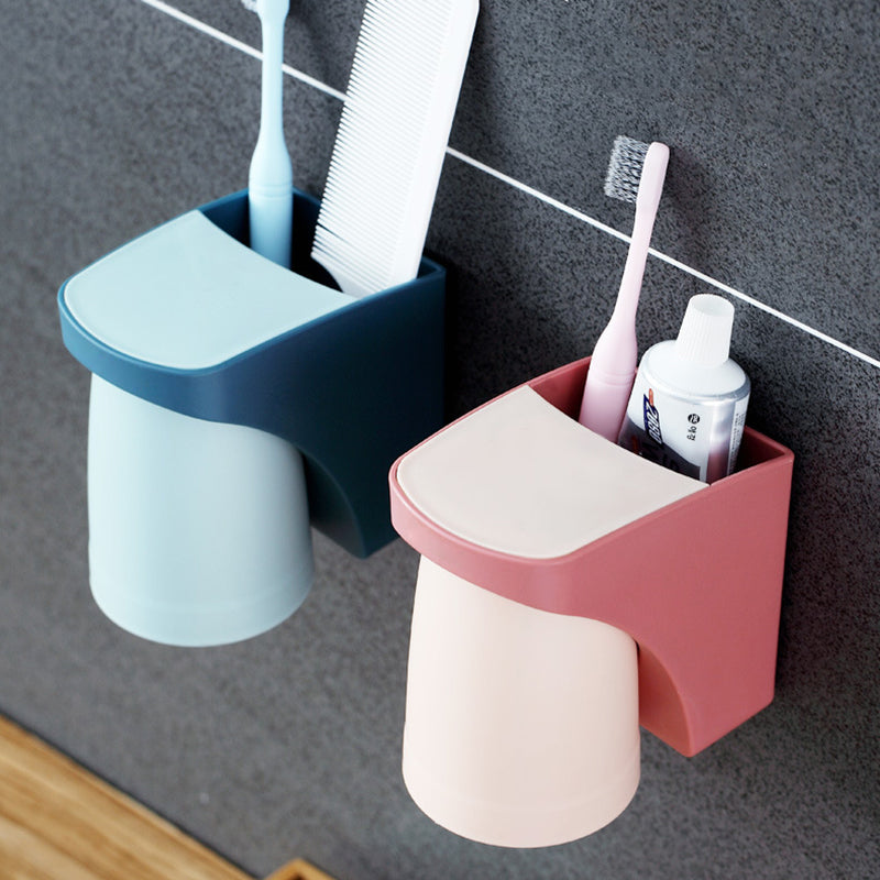 BrushEase - Wall-Mounted Toothbrush and Cup Holder