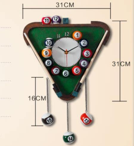 CueTime - Fun and Quirky Billiards Triangle Wall Clock