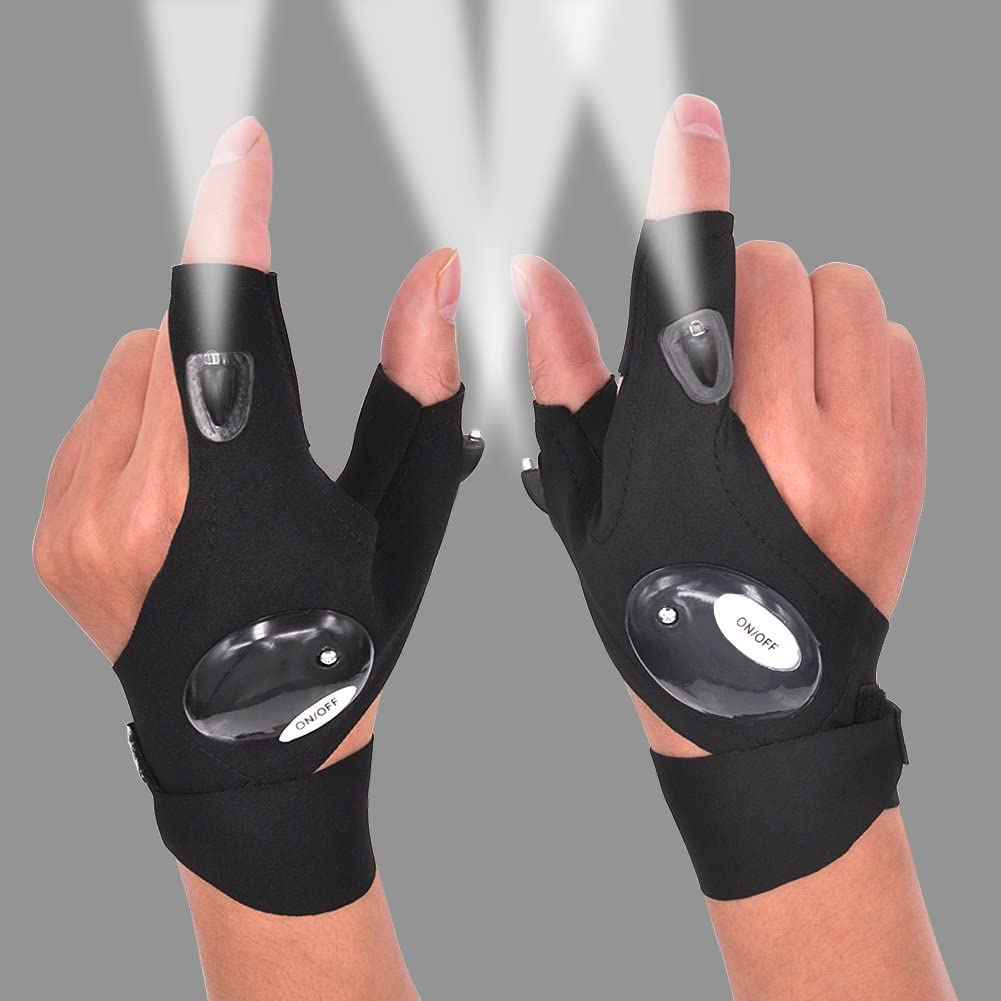 Fingerless LED Flashlight Gloves | Hands-Free Lighting for DIY, Camping, and Repairs