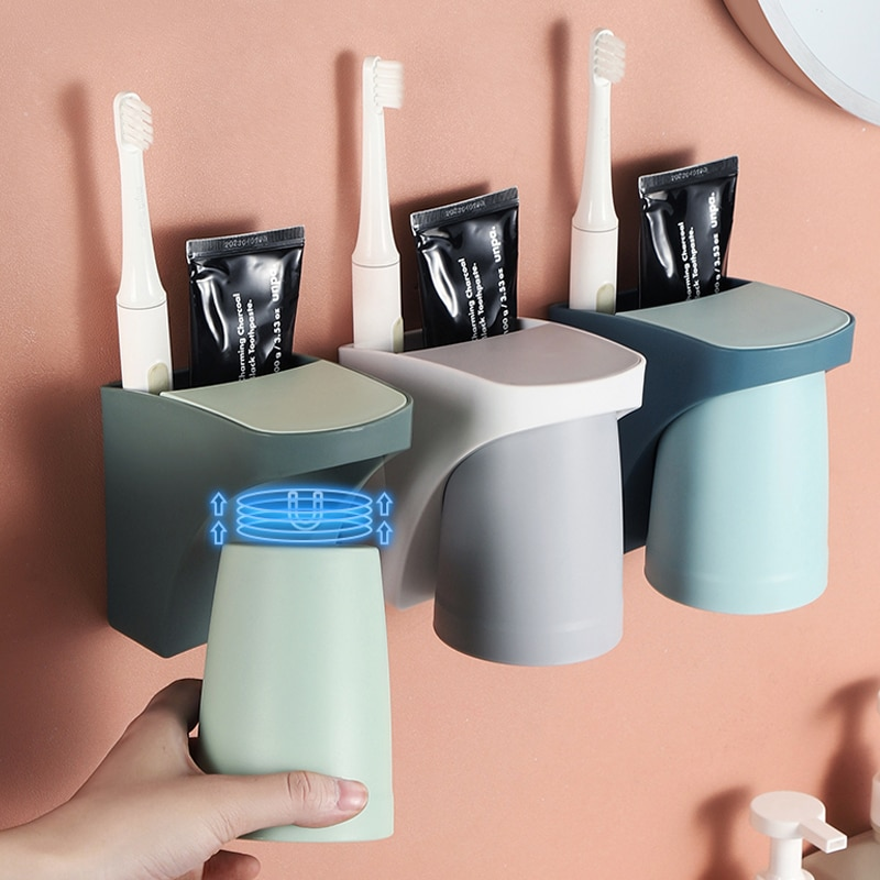 BrushEase - Wall-Mounted Toothbrush and Cup Holder