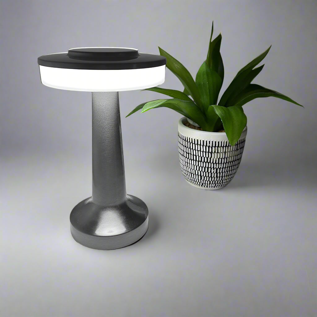 LumaGlow - Minimalist LED Table Lamp with Circular Top and Sleek Tapered Base