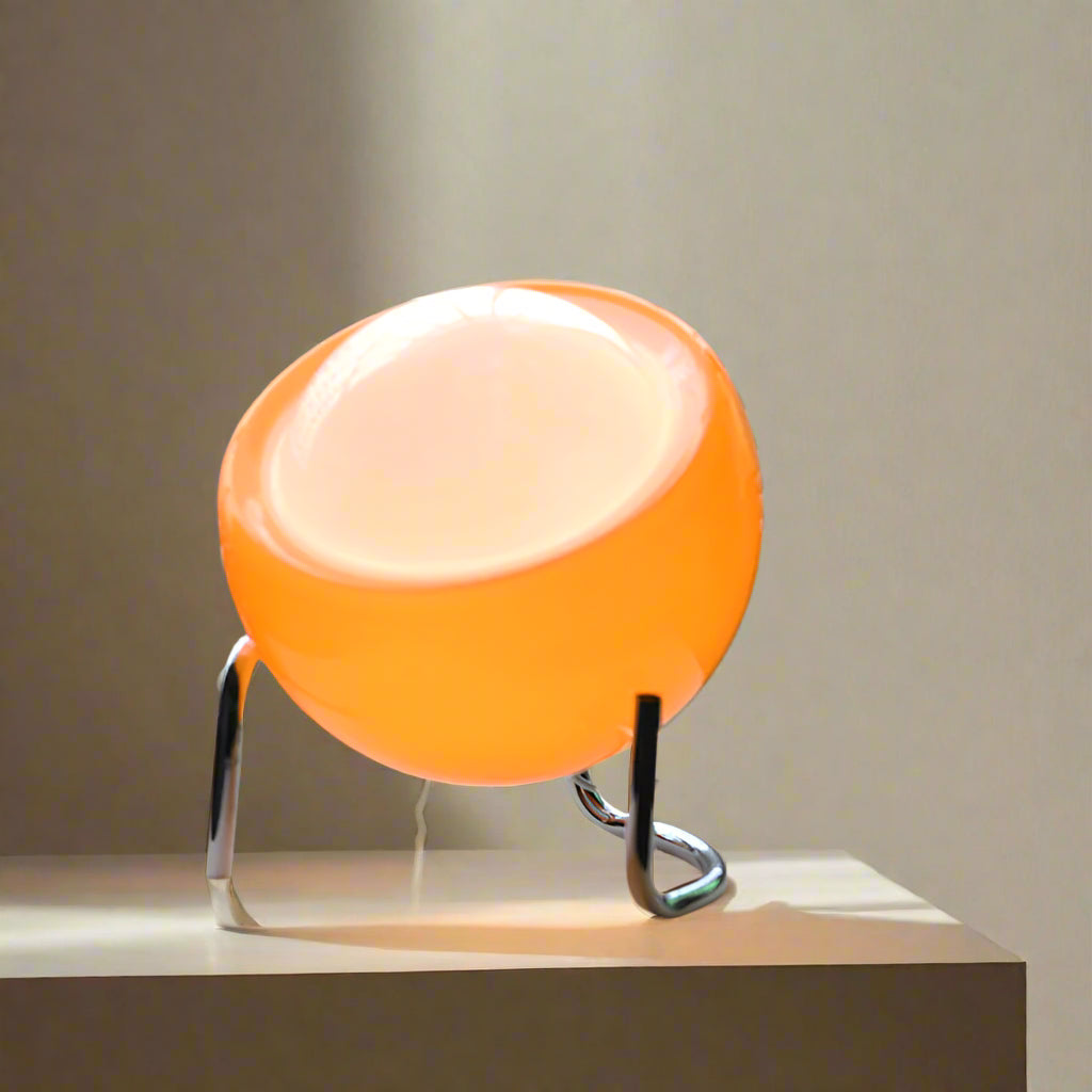 LumoOrb - Mid-Century Modern Table Lamp with Orange Sphere Shade