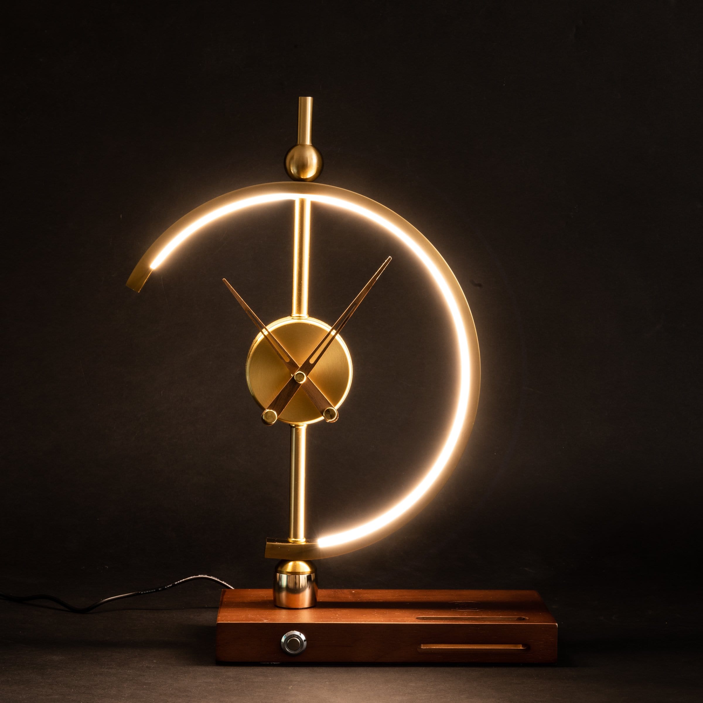 LumiCharge - Modern Arc Clock with Wireless Charging and Ambient Light