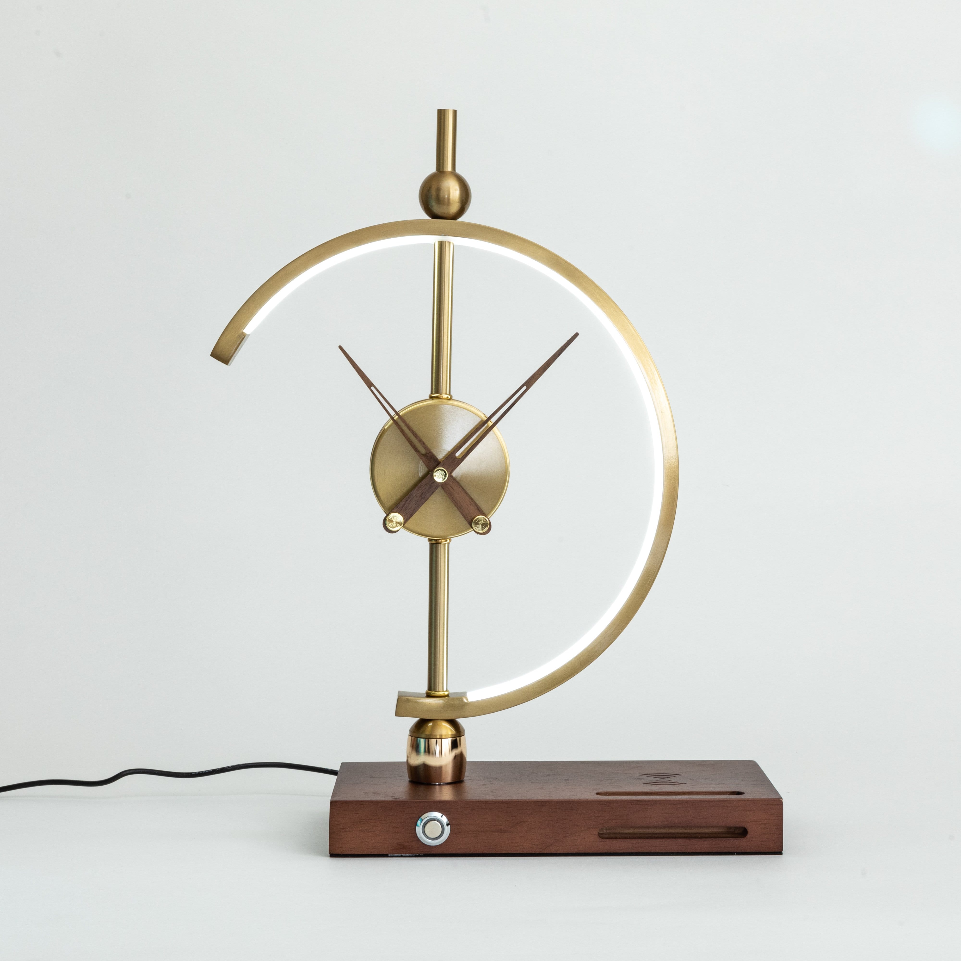 LumiCharge - Modern Arc Clock with Wireless Charging and Ambient Light