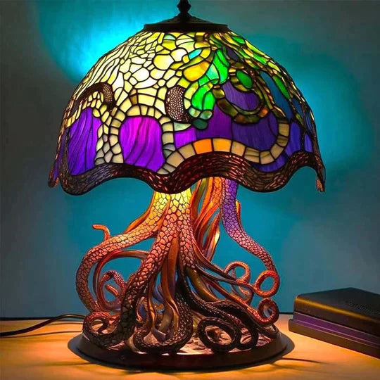 EnchantedGlow - Whimsical Stained-Glass Mushroom Lamp