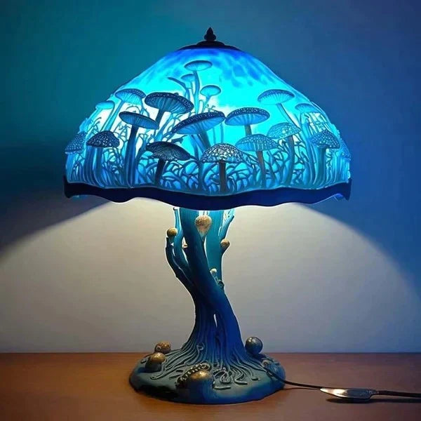 EnchantedGlow - Whimsical Stained-Glass Mushroom Lamp