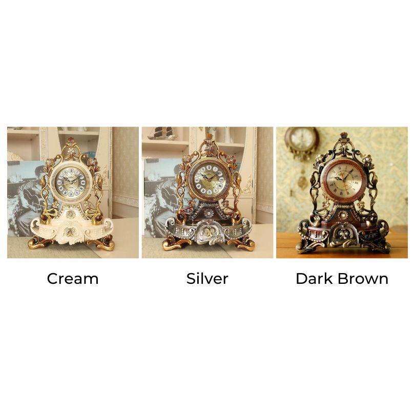 RoyalGrace - Ornate Rococo-Style Mantel Desk Clock