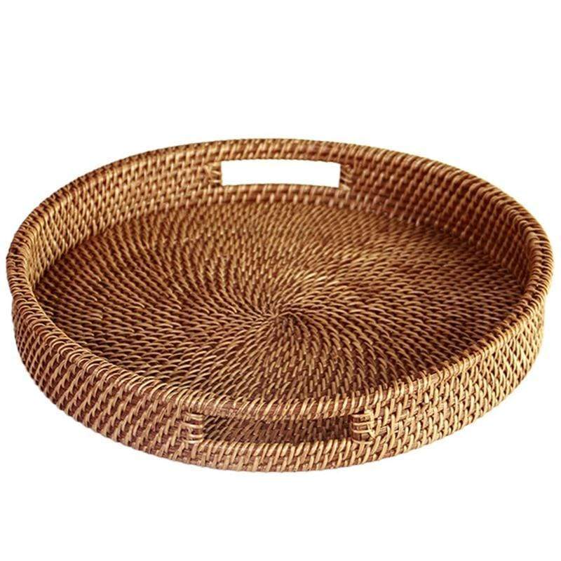 Handwoven Rattan Serving Tray | Natural Wicker Tray for Home & Kitchen