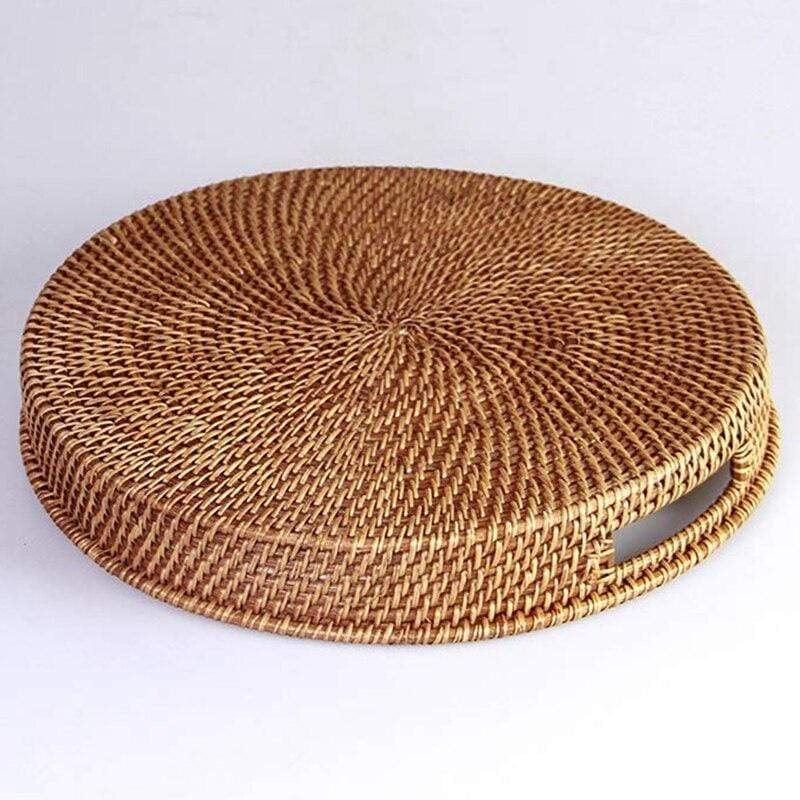 Handwoven Rattan Serving Tray | Natural Wicker Tray for Home & Kitchen