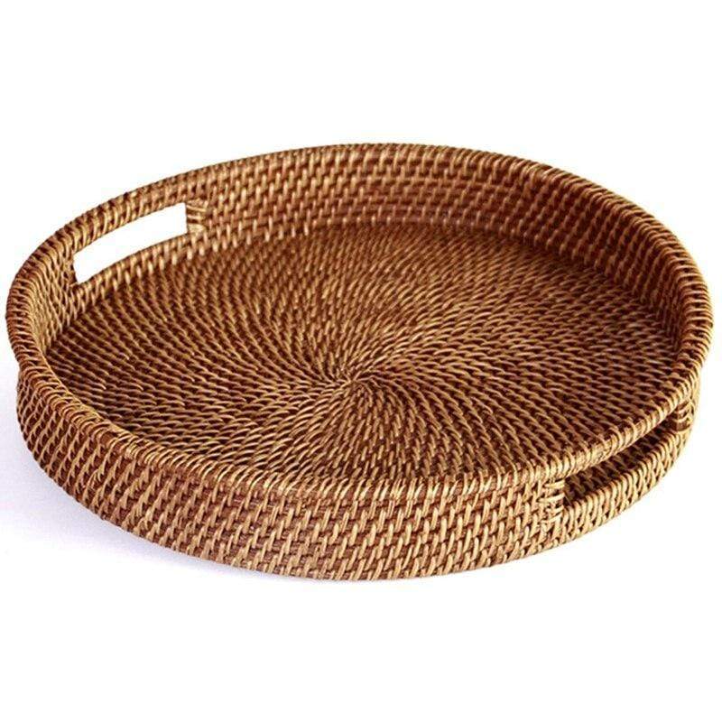 Handwoven Rattan Serving Tray | Natural Wicker Tray for Home & Kitchen