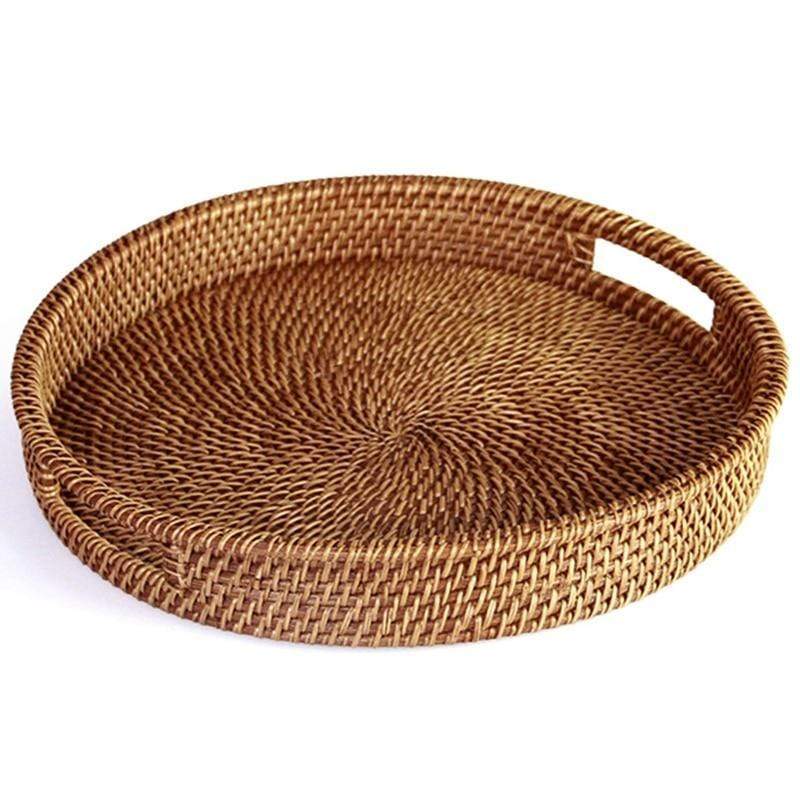 Handwoven Rattan Serving Tray | Natural Wicker Tray for Home & Kitchen