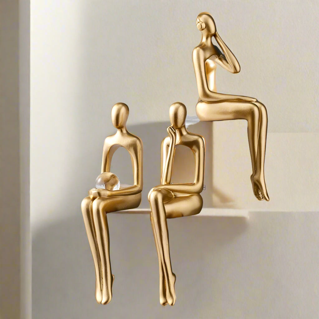 AurumEssence - Stylish Gold Abstract Bookshelf Figurines