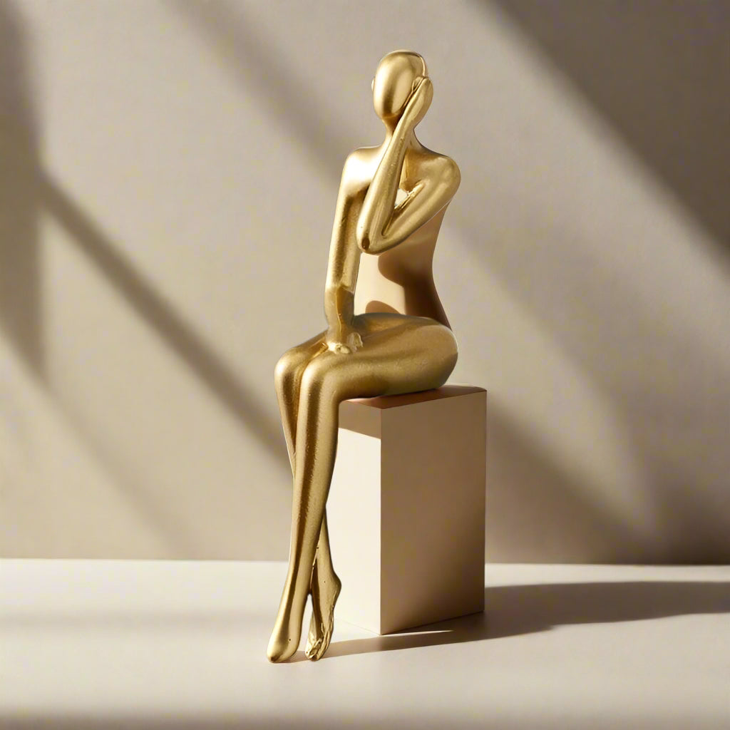 AurumEssence - Stylish Gold Abstract Bookshelf Figurines