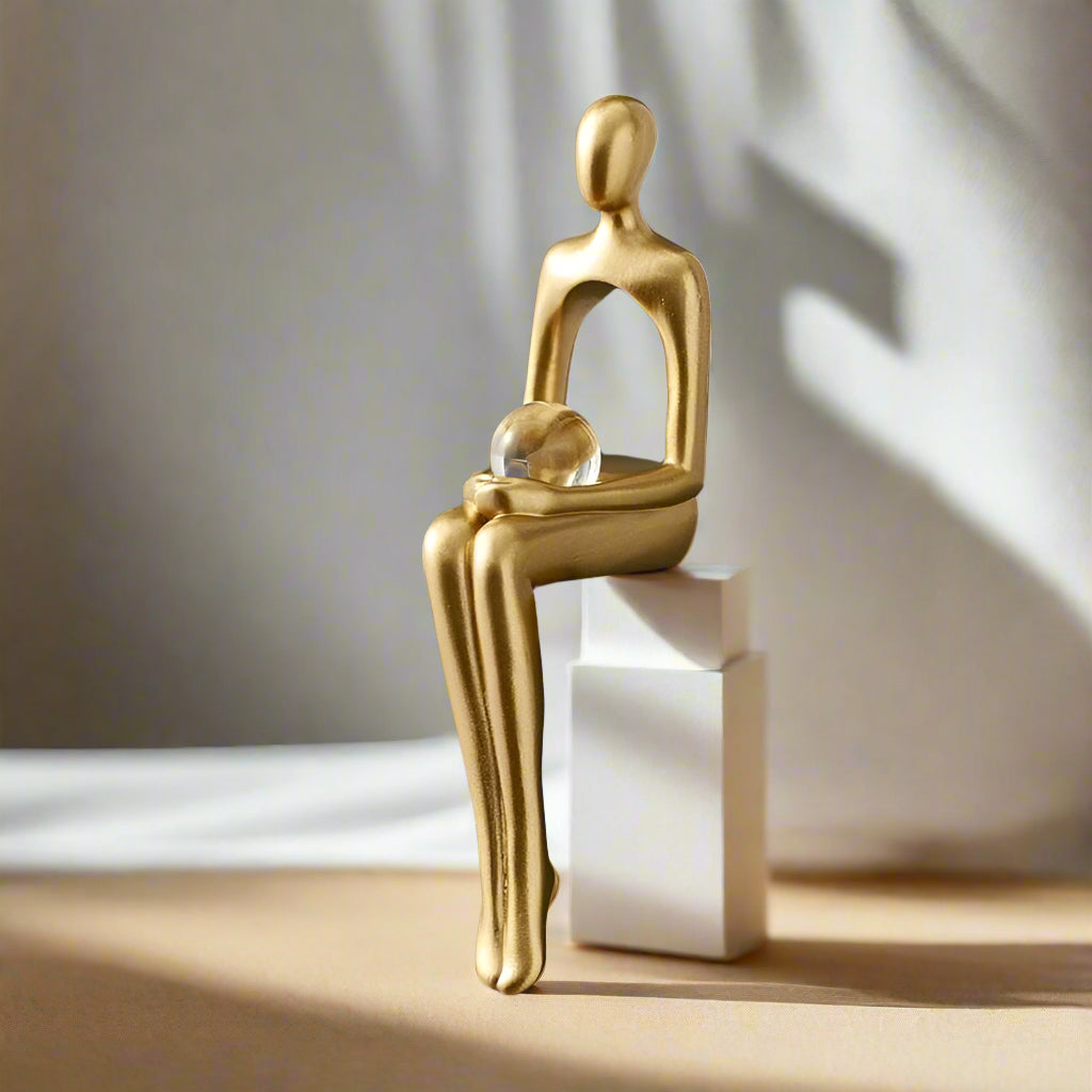AurumEssence - Stylish Gold Abstract Bookshelf Figurines
