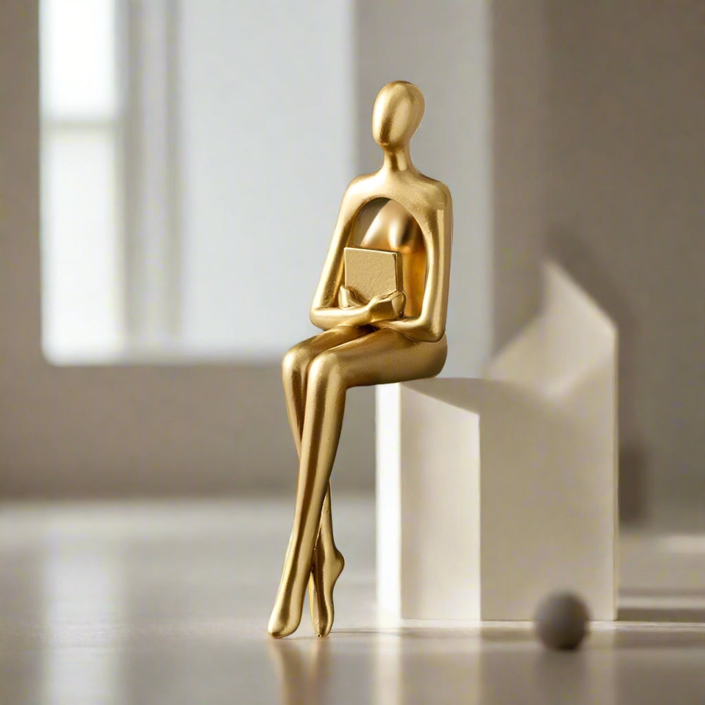 AurumEssence - Stylish Gold Abstract Bookshelf Figurines