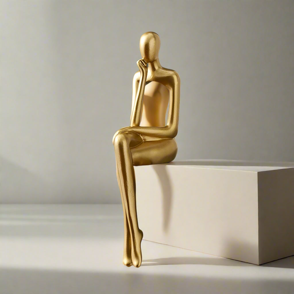 AurumEssence - Stylish Gold Abstract Bookshelf Figurines