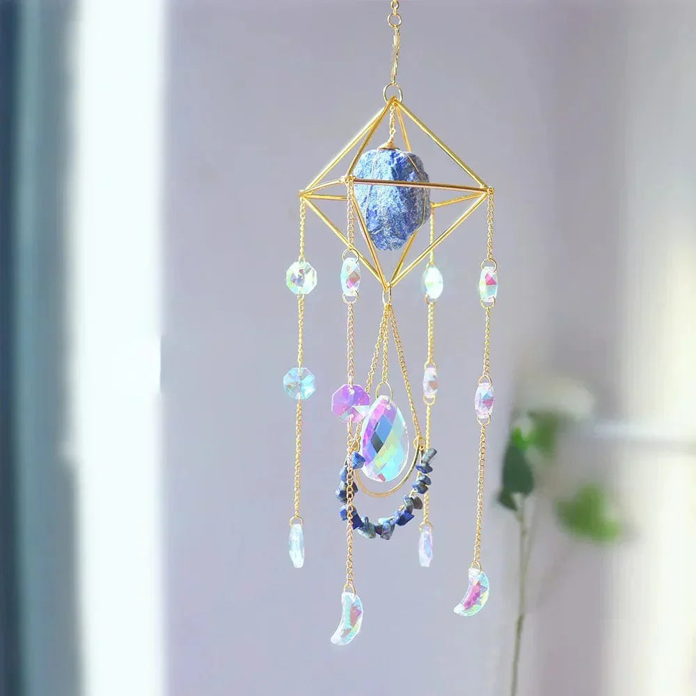 Celestara - 3D Crystal Suncatcher with Moon Charms and Gem Core