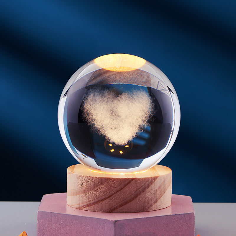 Luminous 3D Crystal Sphere Night Lamp – Enchanting LED Mood Light