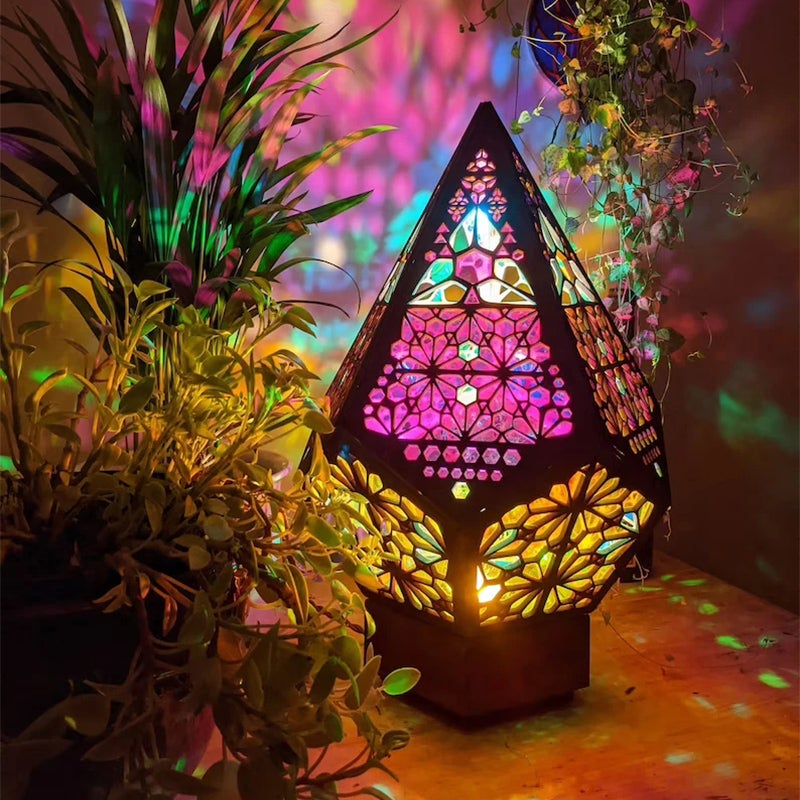 Celestia Bohemian Wooden Star Projector Lamp – Colorful LED Night Light