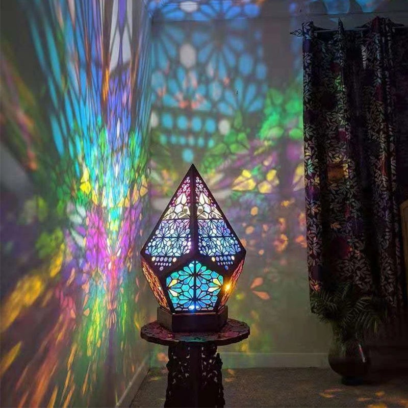 Celestia Bohemian Wooden Star Projector Lamp – Colorful LED Night Light