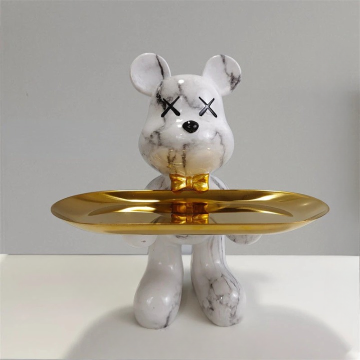 ButlerBear Decorative Bear Sculpture with Tray – Functional Home Accent