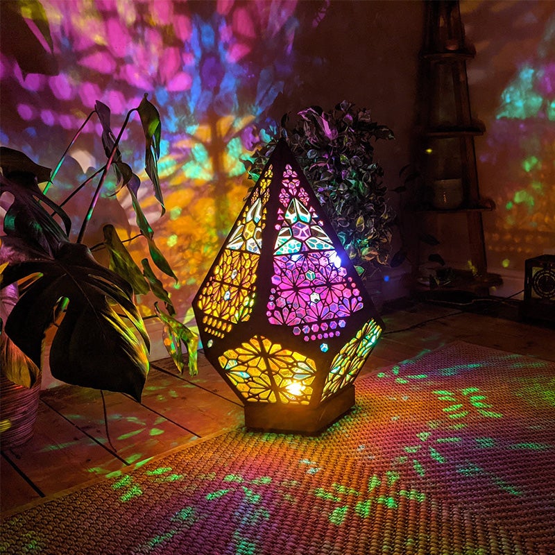 Celestia Bohemian Wooden Star Projector Lamp – Colorful LED Night Light