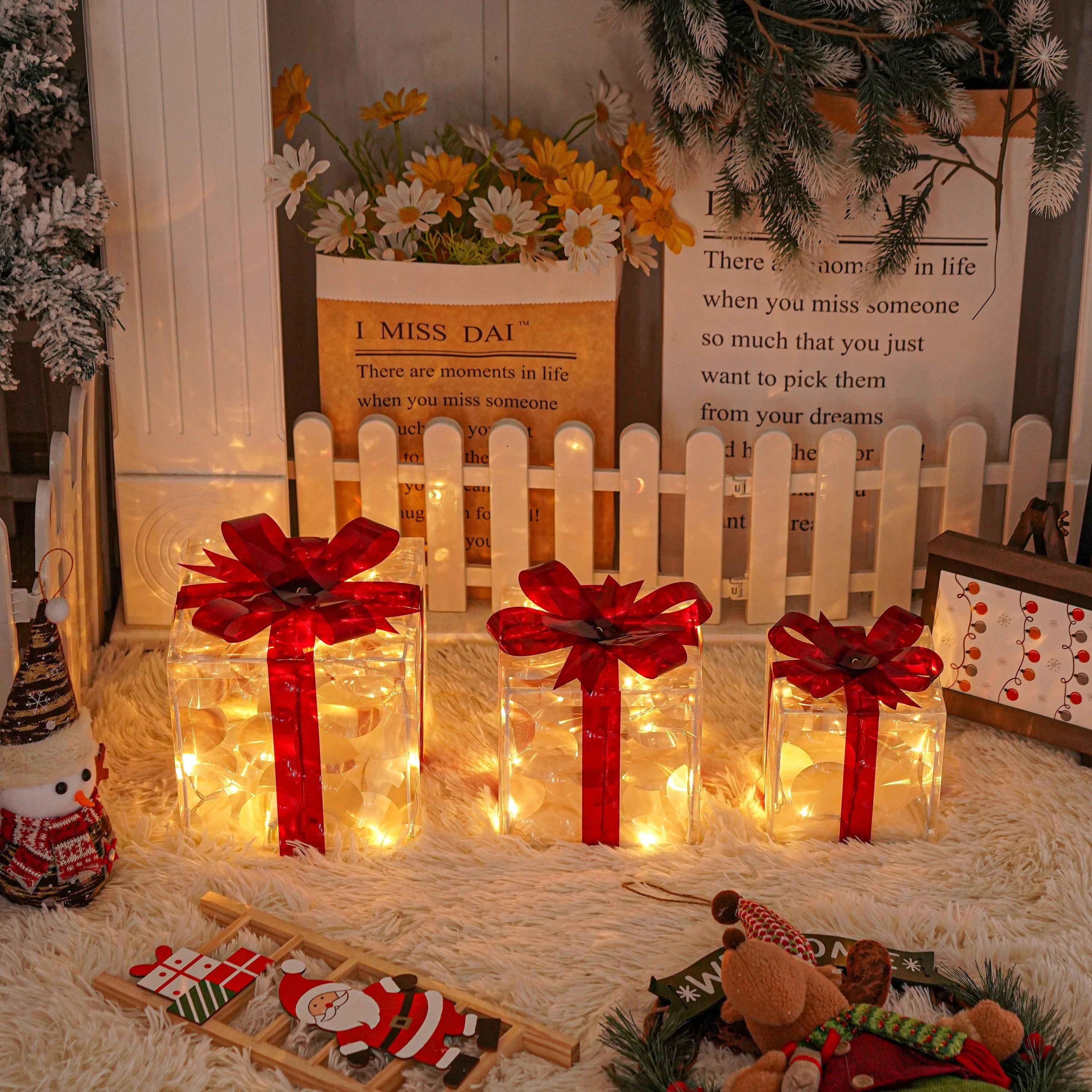 LumiGlow Christmas Lighted Gift Box Set