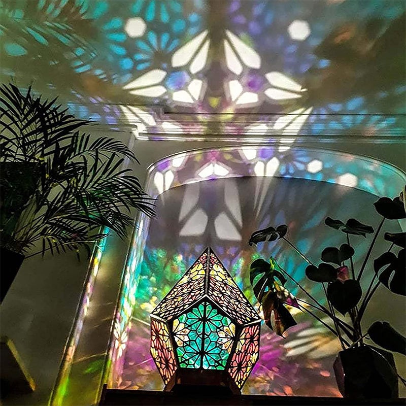 Celestia Bohemian Wooden Star Projector Lamp – Colorful LED Night Light