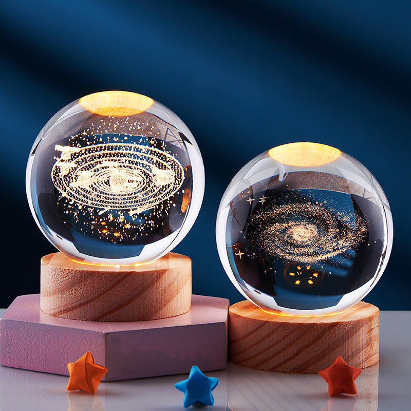 Luminous 3D Crystal Sphere Night Lamp – Enchanting LED Mood Light