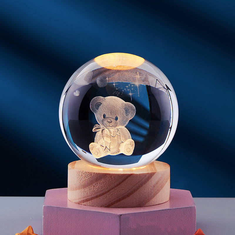 Luminous 3D Crystal Sphere Night Lamp – Enchanting LED Mood Light