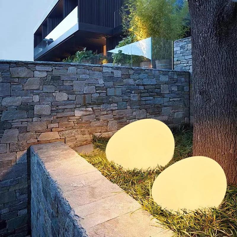 GlowPebble - Solar-Powered Stone Style LED Pathway Lights