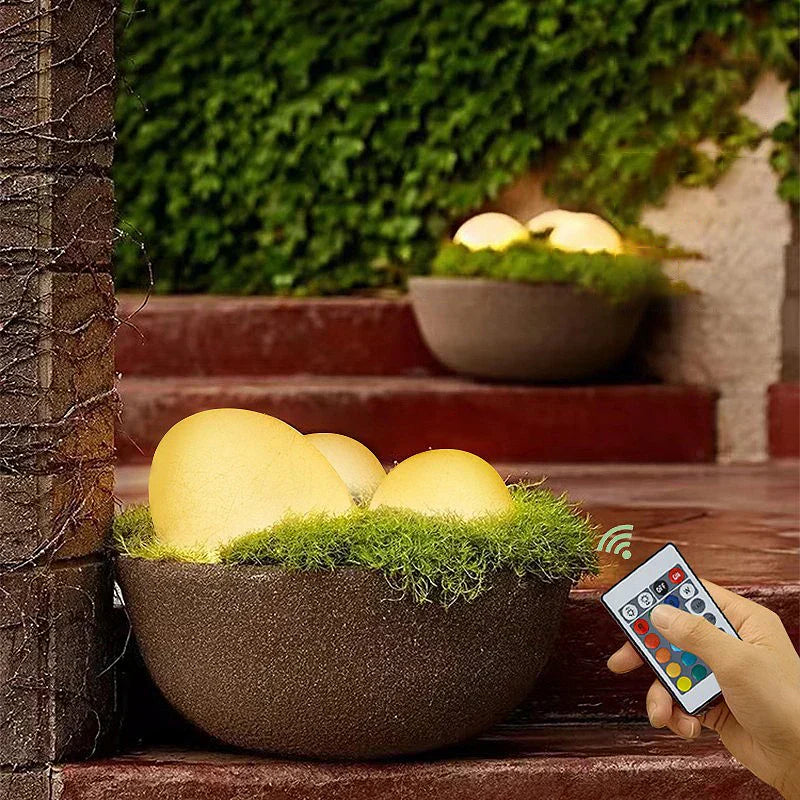 GlowPebble - Solar-Powered Stone Style LED Pathway Lights