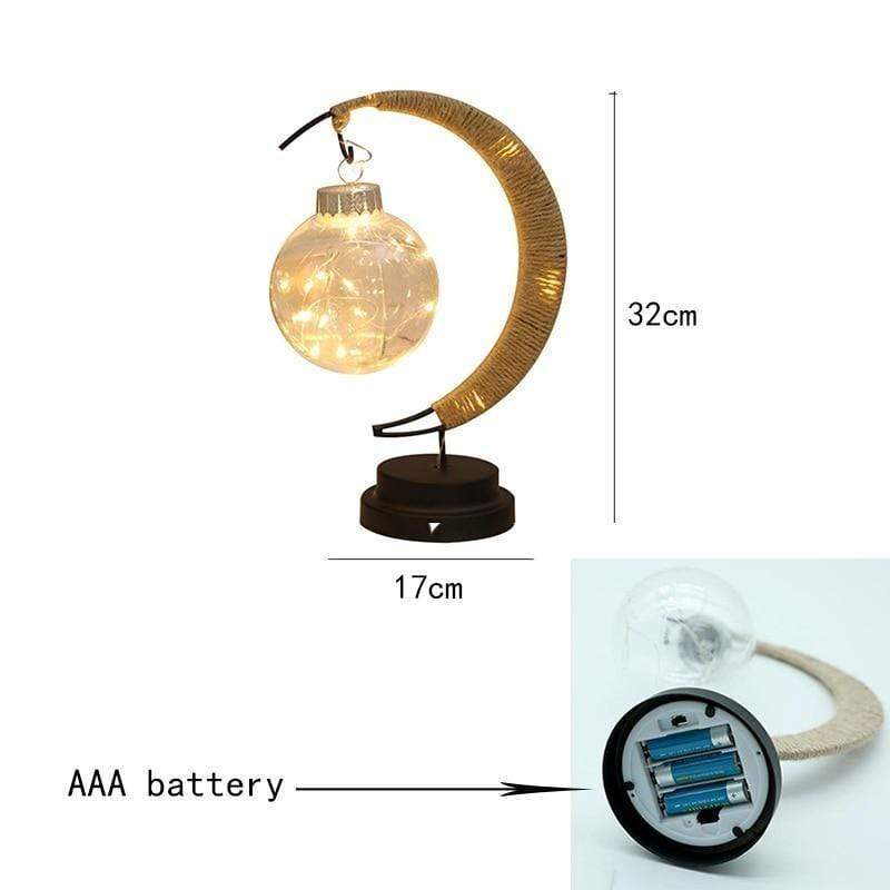 LunaGlow - Enchanting Crescent Moon Table Lamp with Twine Design
